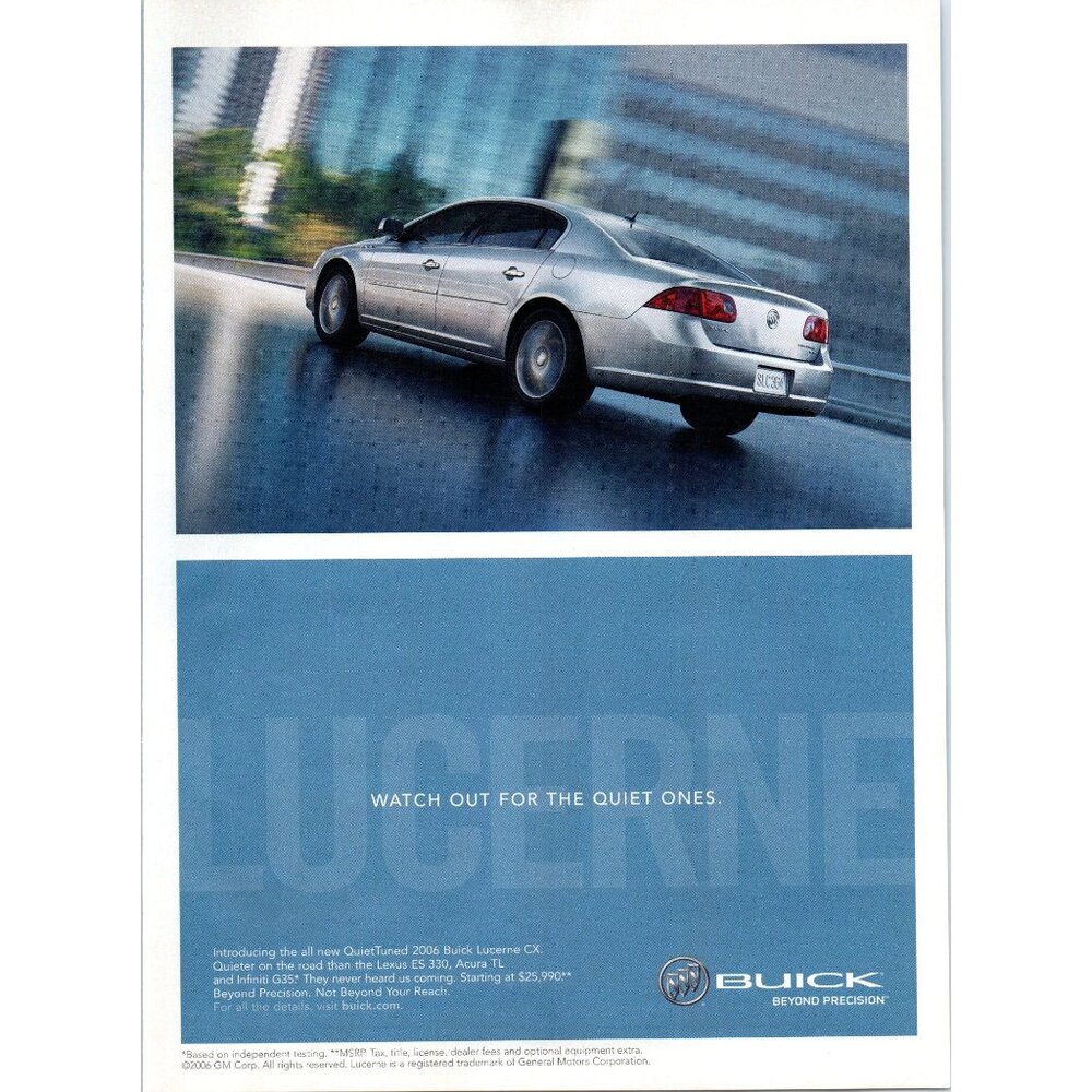 2006 Buick Lucerne CS Sedan Vintage Print Ad Blurred CItyscape Wall Art